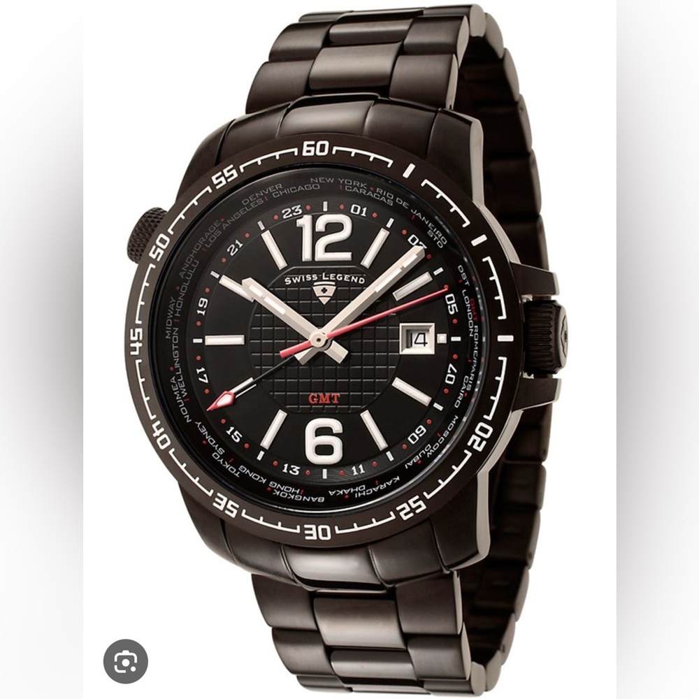 Swiss Legend Black and White GMT Timepiece